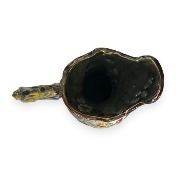 Majolica Ewer Ceramic Floral Pottery Vase Pitcher England Blue Color‎ Vintage - Picture 5 of 6